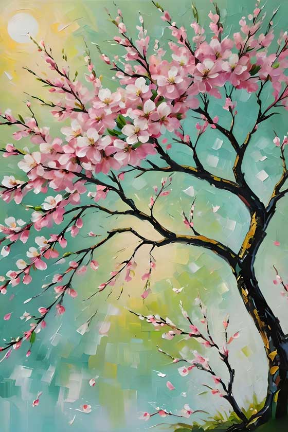 Cherry Blossom Bliss – Artwork for Growth & Harmony in the East