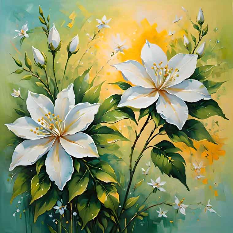 Jasmine in Full Bloom – Vastu Artwork for Health & Harmony in the East