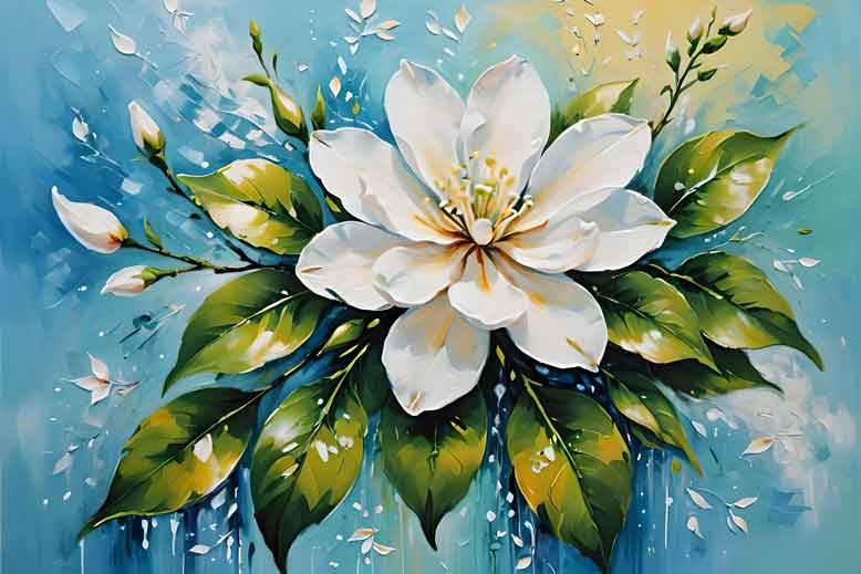 Jasmine Flowers Painting for Health & Wellbeing – Northeast Vastu Art