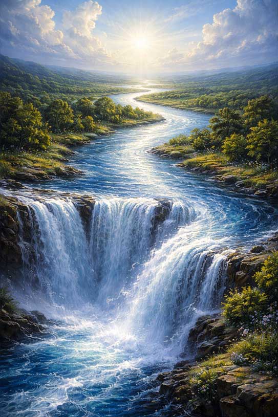 Wall Art of Waterfall Painting for Abundance and Career Success