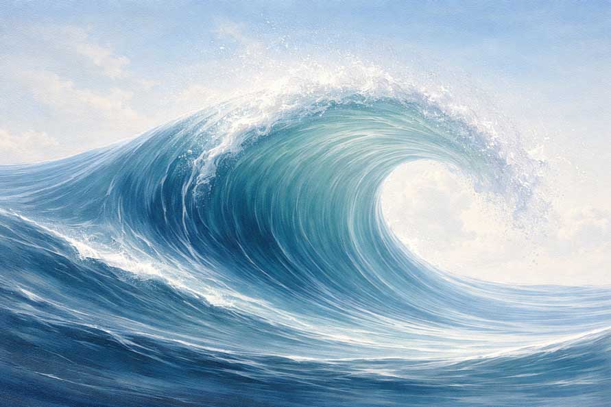 Wall Art of Ocean Waves Painting for Career Growth and Financial Flow