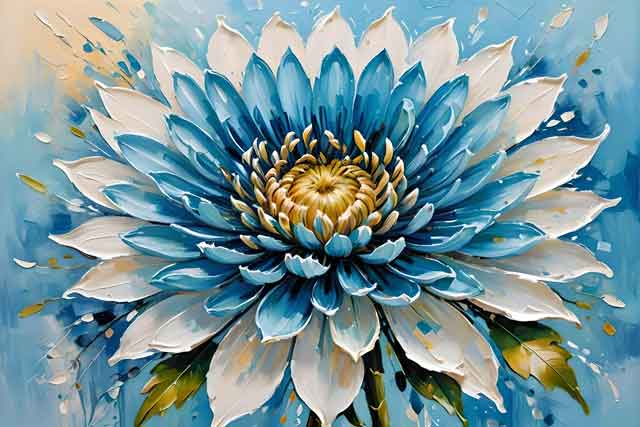 Blue Chrysanthemum Artwork – A Symbol of Creativity & Innovation for the West Direction