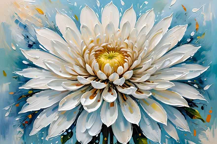 White Chrysanthemum Flower Artwork – A Symbol of Creativity & Innovation