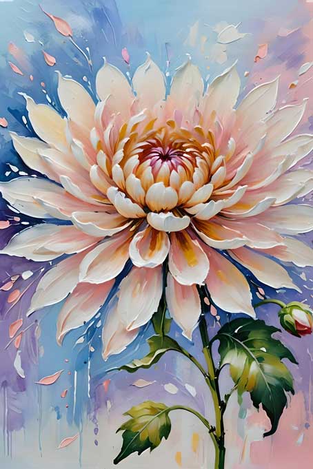 White Chrysanthemum Flower Painting – Symbol of Creativity & Innovation for West Direction