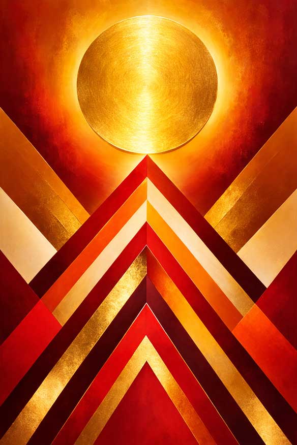 Abstract Golden Sun Geometry Wall Art Symbol of Success, Growth and Radiant Energy