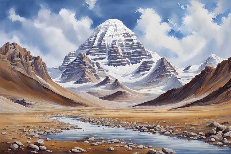 Kailash Mountain Painting Sacred Art for Spiritual Balance & Vastu Harmony