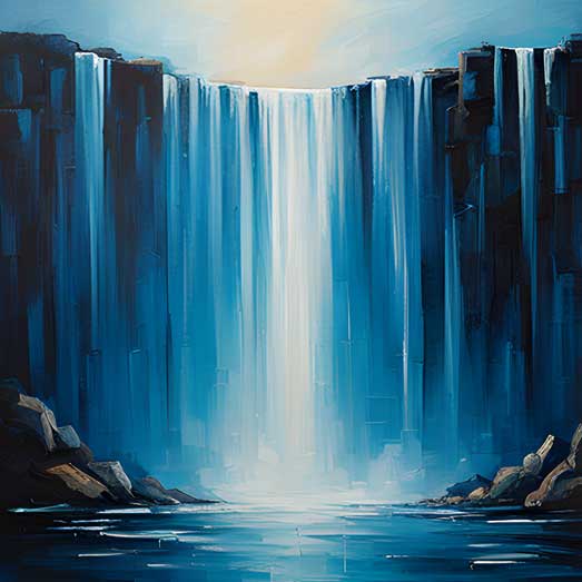 Abstract Waterfall Artwork for Prosperity – Vastu Painting for North Direction