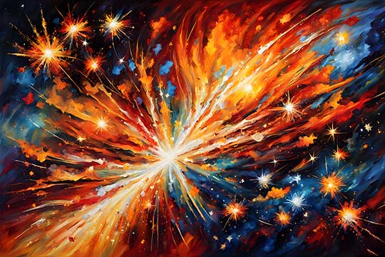 Celestial Fireworks Painting