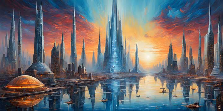 Utopian cityscape Painting Art