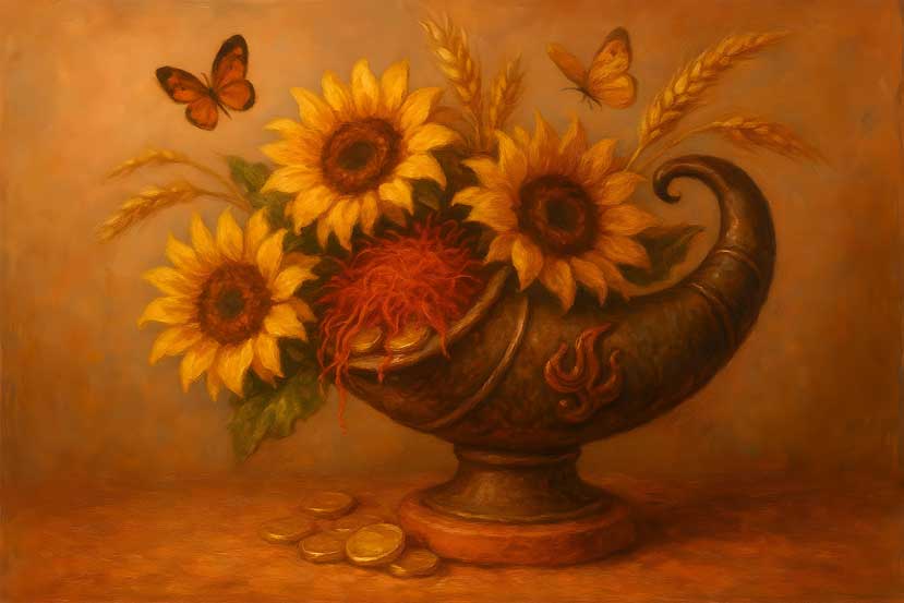 Cornucopia Modern Canvas Print Vastu Prosperity Painting for Southeast