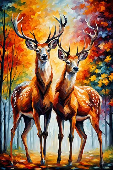 Pair of Deer Painting for Love and Harmony in Relationship