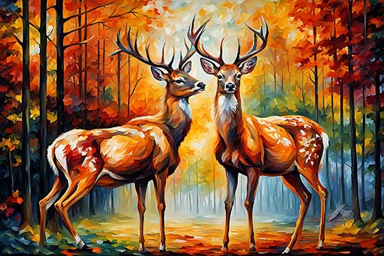 Pair of Deer Artwork for Love and Harmony in Relationship