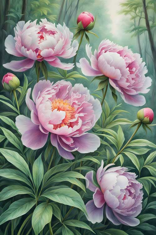 Peony Flower Paintings for Prosperity, Love, and Vitality