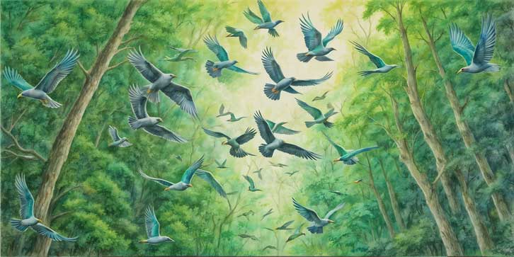 Flying Birds Painting For Freedom