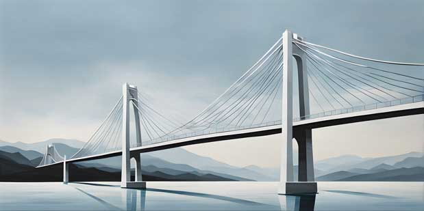 Sleek Contemporary Suspension Bridge Artwork for Career Success