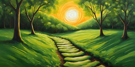 Sunrise Over Green Path Painting - For New Beginnings, Health & Vitality