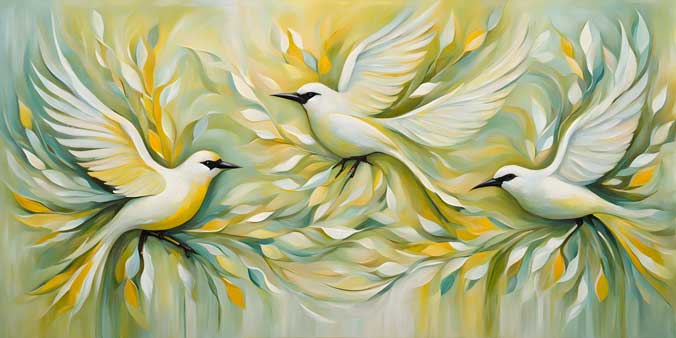 Abstract Artwork of Birds Flying in the East – Enhancing Social Connection