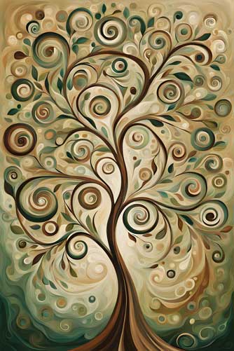 Abstract Swirl Tree of Life Art for East Direction