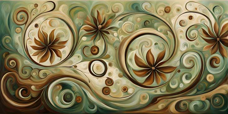 Abstract Floral Swirl Artwork for Positivity & New Beginnings in East