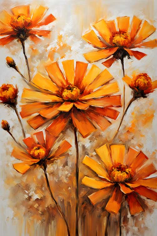 Abstract Marigold Painting for New Beginnings - East Direction Vastu Art