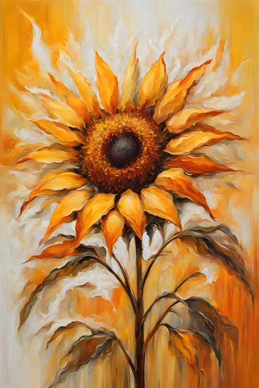 Abstract Sunflower Painting for New Beginnings - East Direction