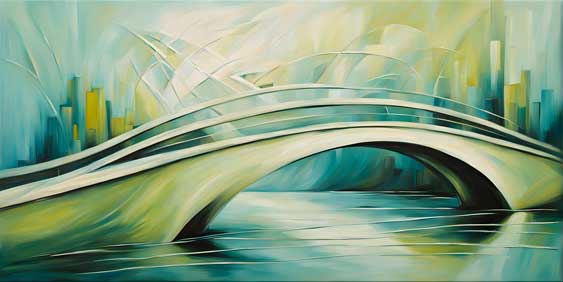 Abstract Bridge Painting for Social Connection | Vastu-Inspired Art for East Direction