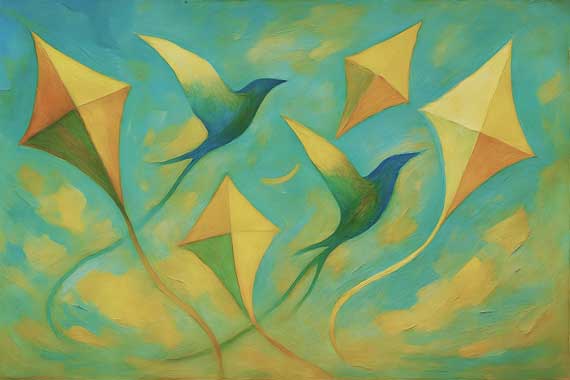 Abstract Canvas Wall Art of Air Element for East Direction