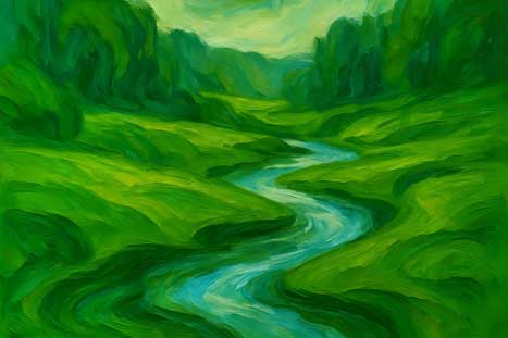 Wall Art of Lush Green Landscape for Positive Energy in the East