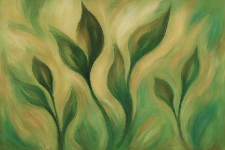 East Direction Vastu Painting of Lively Green Leaves