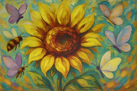 Wall Art of Blooming Sunflowers for Health and Positivity