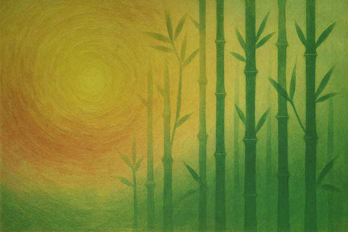 Canvas Paintings of Bamboo Forest for East Wall