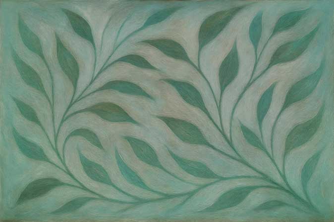 Flourishing Green Foliage Canvas Painting for East Vastu