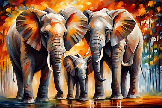  Elephant Family Painting for harmony 