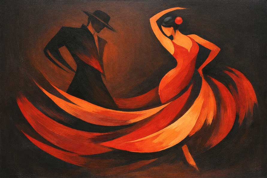 Modern Flamenco Dance Wall Art Symbol of Passion, Rhythm and Emotional Connection