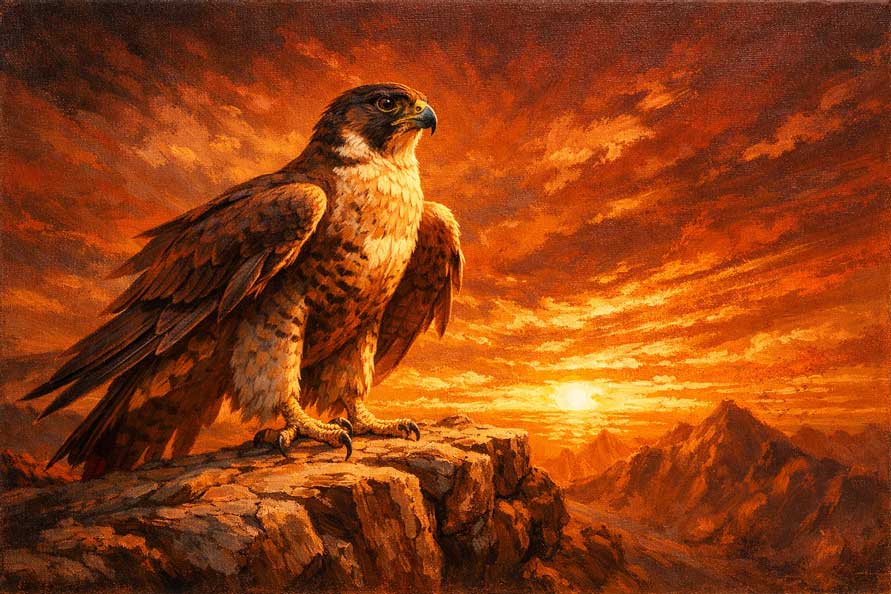 Falcon on Cliff Wall Art Symbol of Vision, Leadership and Clarity