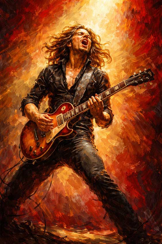 Guitarist in Spotlight Wall Art Symbol of Passion, Music and Creative Expression
