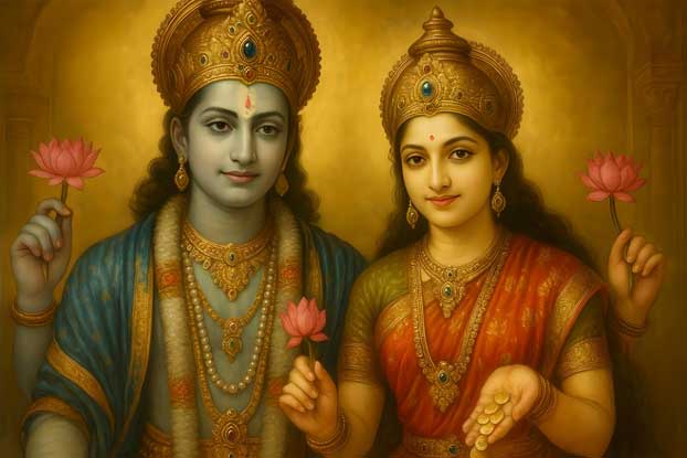 Lord Vishnu with Goddess Lakshmi Painting