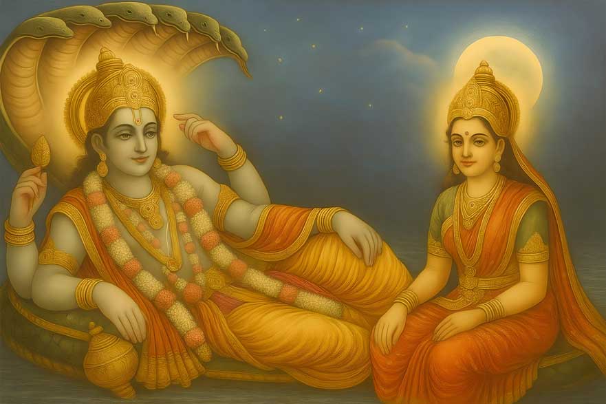 Lord Vishnu with Goddess Lakshmi on Sheshnag