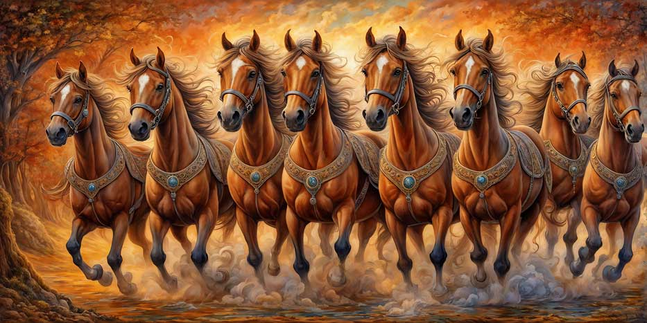 Feng Shui Eight Horses Painting