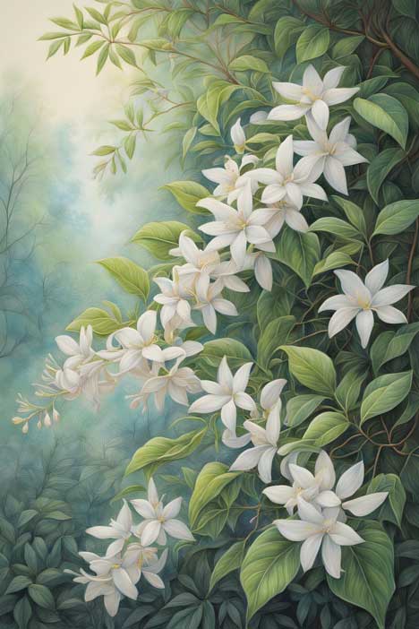 Jasmine Floral Painting for Health and Well Being 