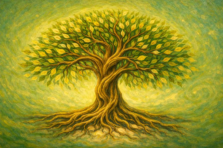 Kalpa Vraksha Wall Art Canvas Painting for Growth and New Beginnings