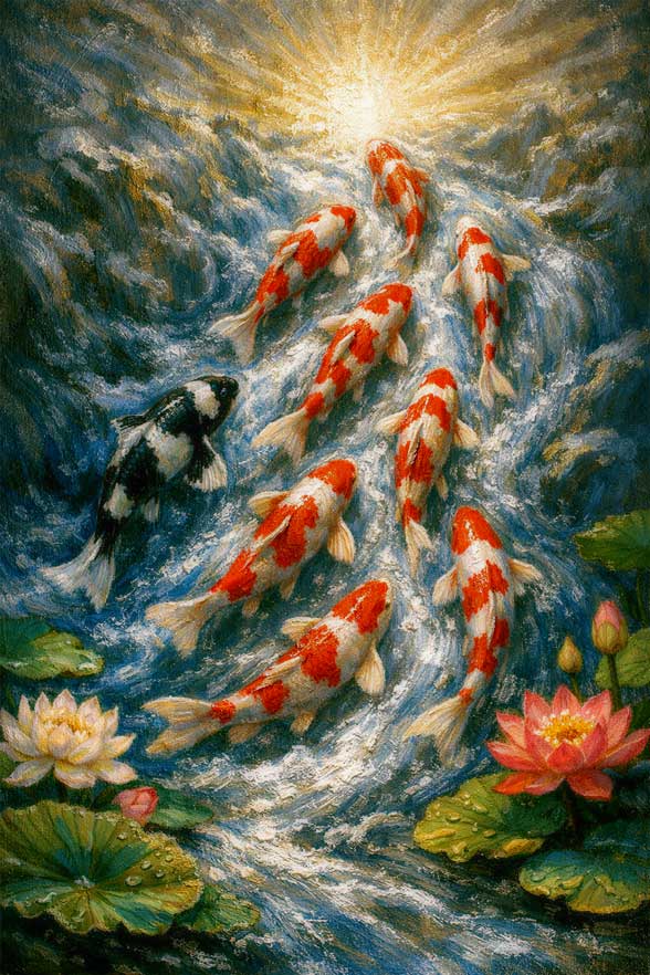 Koi Fish Wall Art Symbol of Wealth, Success and Good Fortune