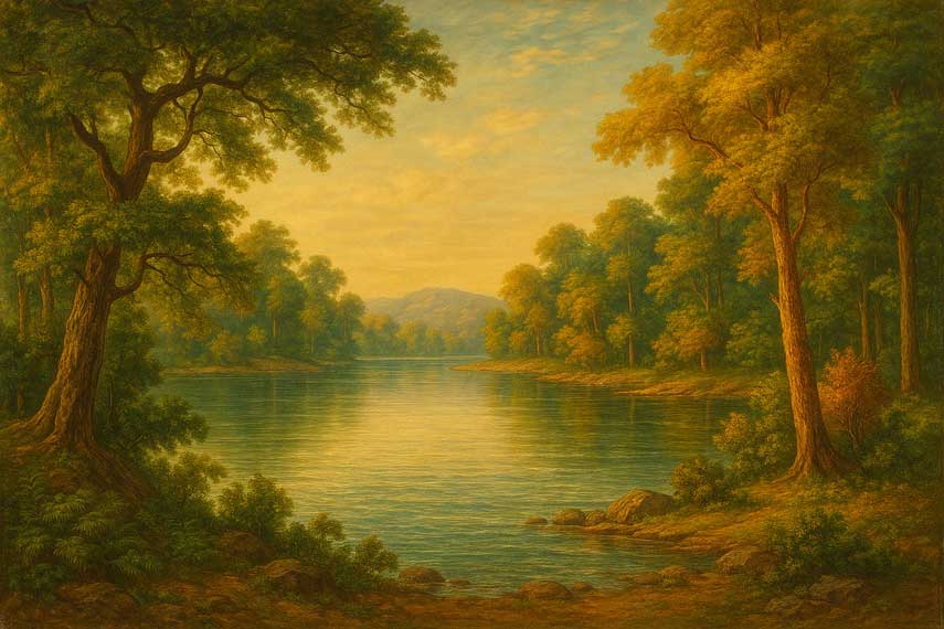 Lake Scenery Canvas Painting