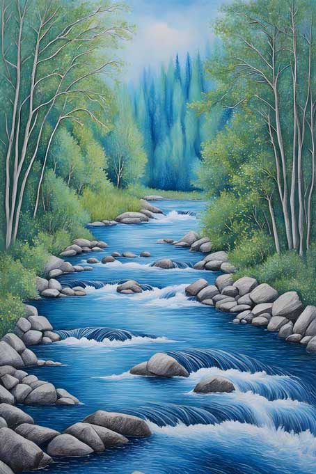 River Painting Flowing with Opportunities, Health, and Well-being