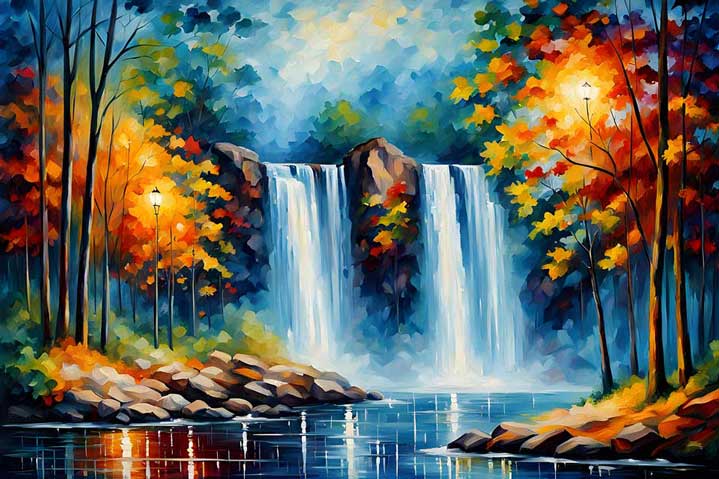 Waterfall Painting and Scenery