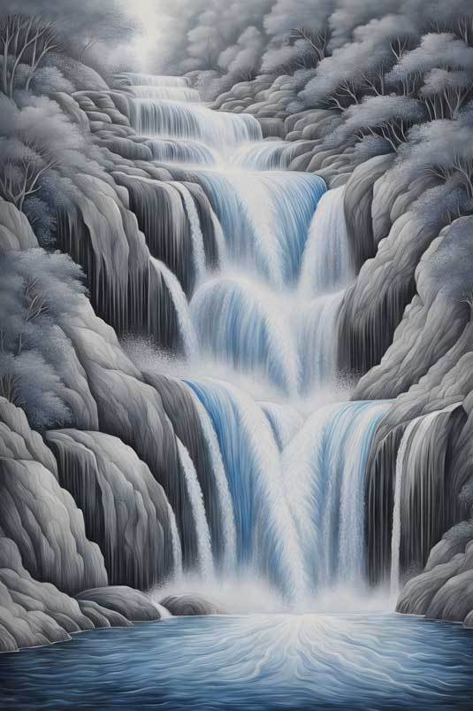  Abstract Waterfall Painting for Prosperity,growth and success