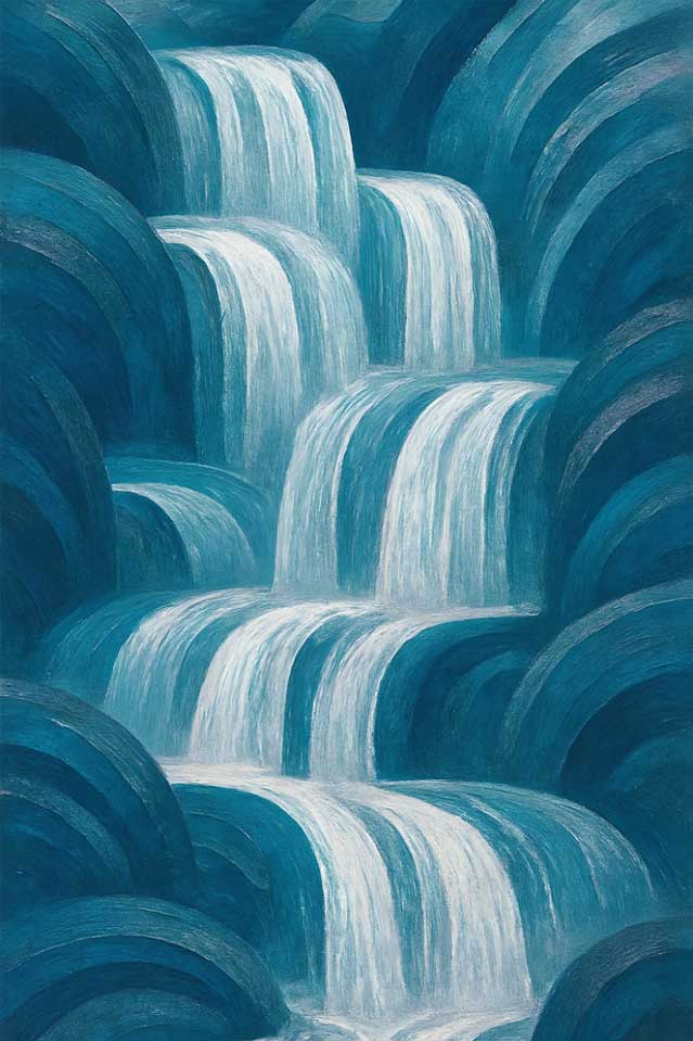 Waterfall Painting for Success and Flow of Opportunities