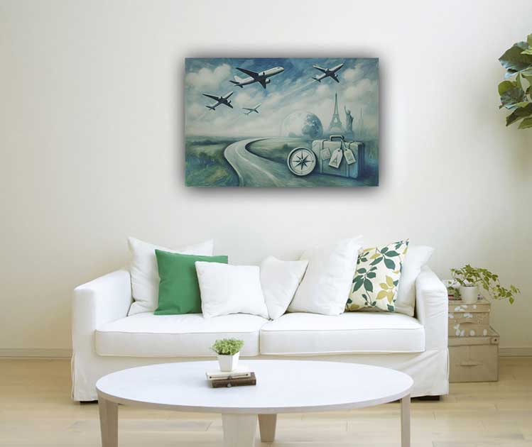 Landmark & Airplane Painting for Travel Luck Vastu Paintings in Northwest for Expansion
