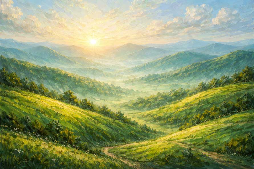 Expanding Horizon Landscape Wall Art Canvas Painting for Vision and Progress