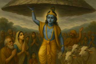 Krishna Lifting Govardhan Painting